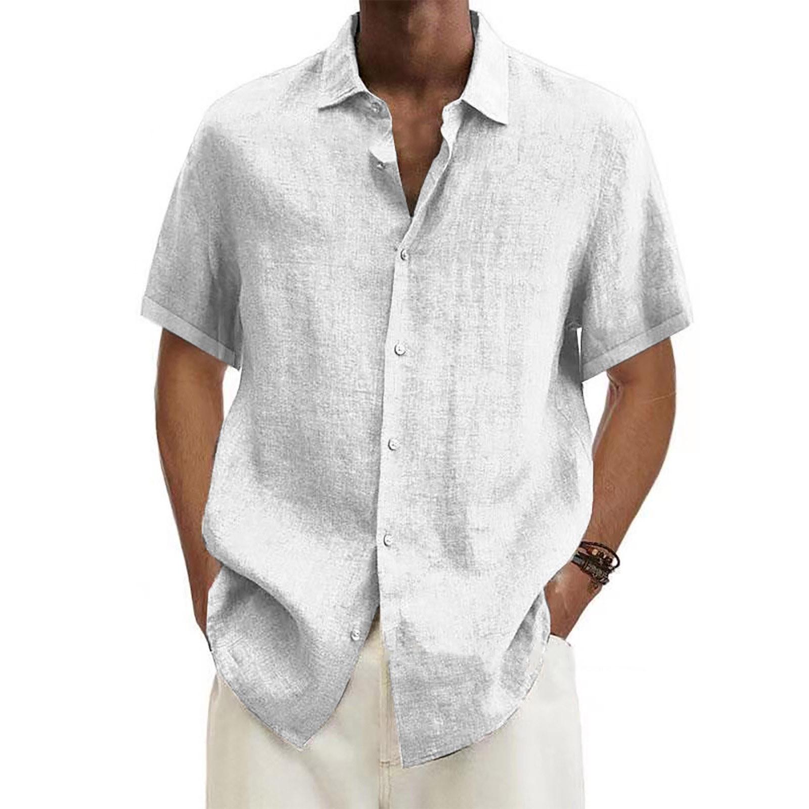 

Дизайнерские весенне-летние мужские повседневные хлопковые льняные рубашки с коротким рукавом, свободные рубашки XXXXXL