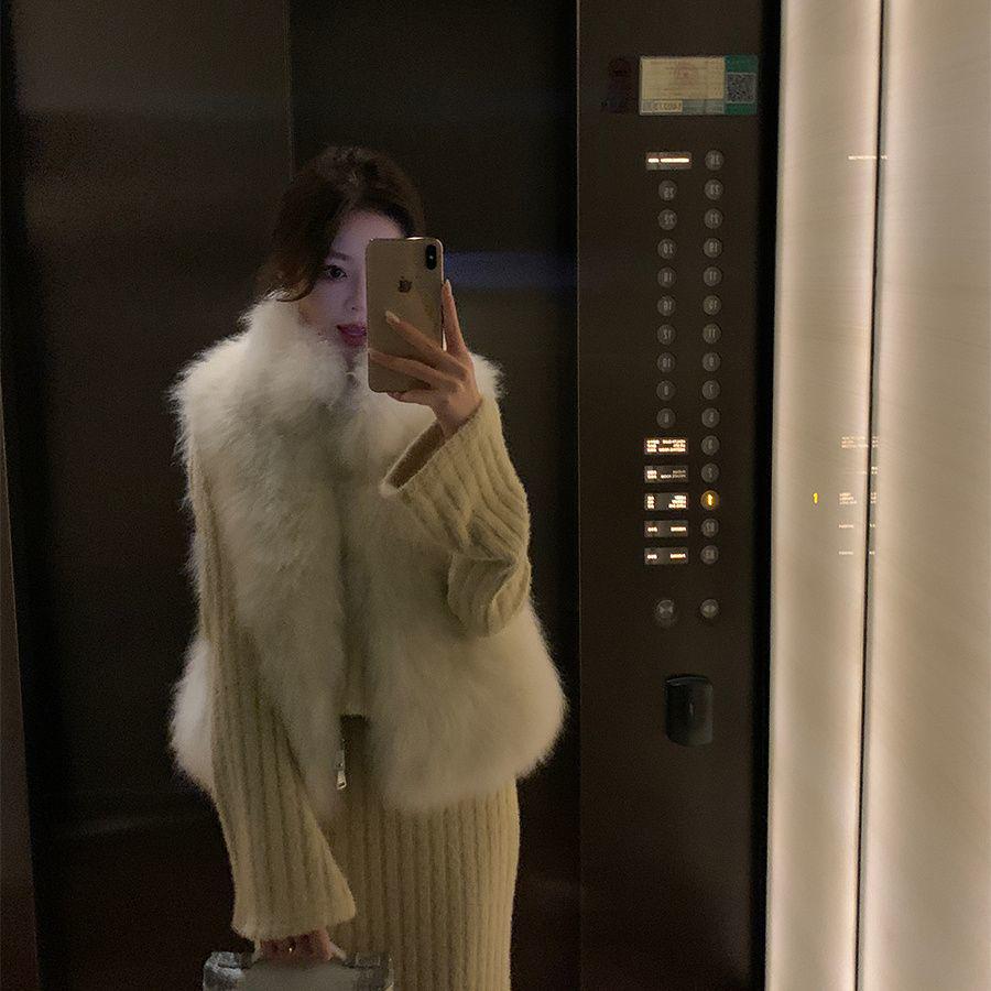 Marshmallow Faux Fox Fur Vest - Chenille Spandex Blend