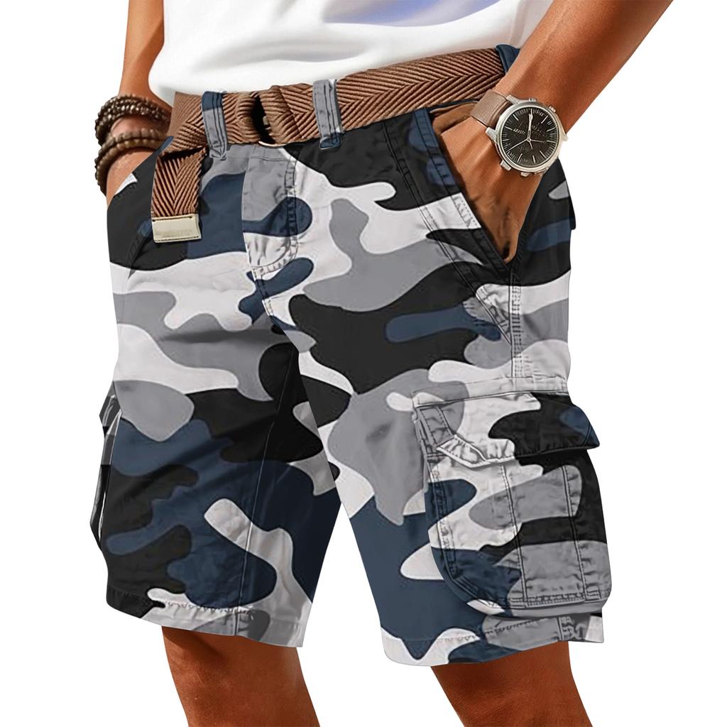 Men's Casual Trend Camouflage Print Shorts - Men's Multi-pocket Workwear Sports Shorts (without Waistband)