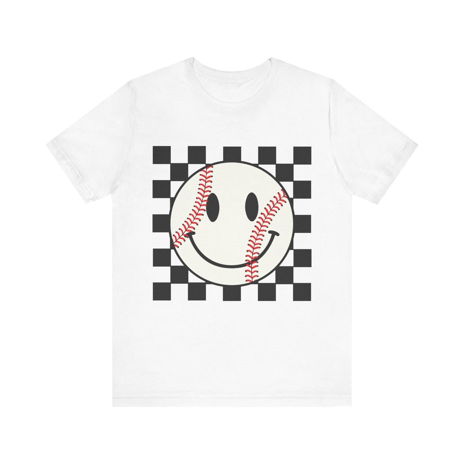 Baseball Happy Face Design - Trendy Smile Face Art for Fans and Players T-Shirt 2XL