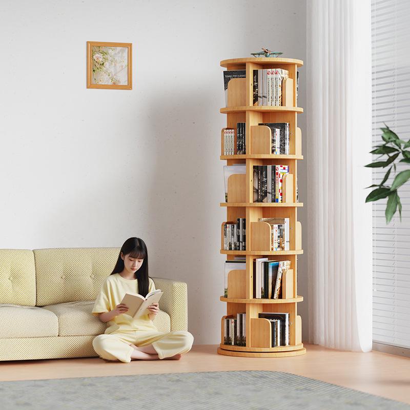 Solid Wood Rotating Bookshelf: Children's Picture Book and Toy Storage Rack