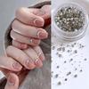 1Box Diy Nail Art Decor Sparkling White Diamond Zircon Pearl Mixed Nail Drill Flat Nail Jewelry Manicure Diamond Manicure Design