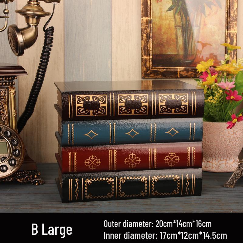 European Retro Faux Book Storage Box and Figurines for Office Decor