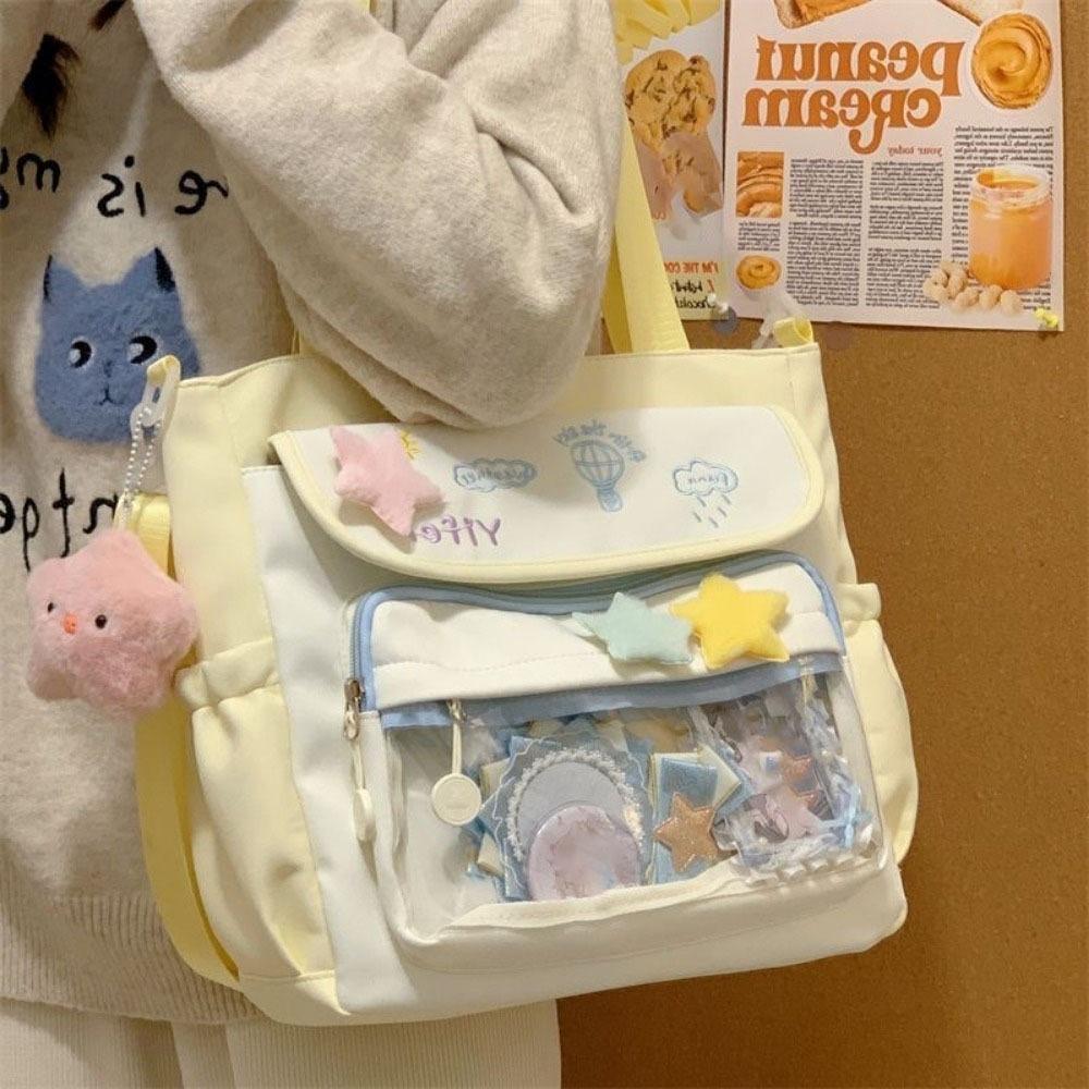 Preppy Style Student Crossbody Bag Large Capacity Y2K Anime Display Bag Cartoon Handbag  Women Use