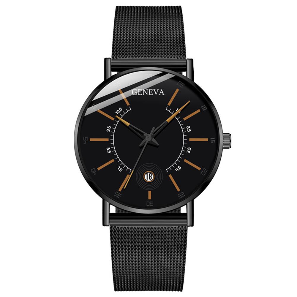 Wish Dashboard Men's Mesh Strap Watch with Blue and Red Hands and Calendar