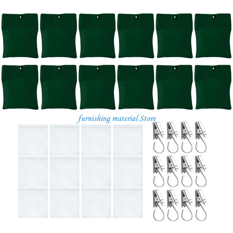 Y5GD Outdoor Weighted Curtain Anchors with Seal Bags Thickened Canvas Material & Rustproof Clip 12pcs For Wind Resistance