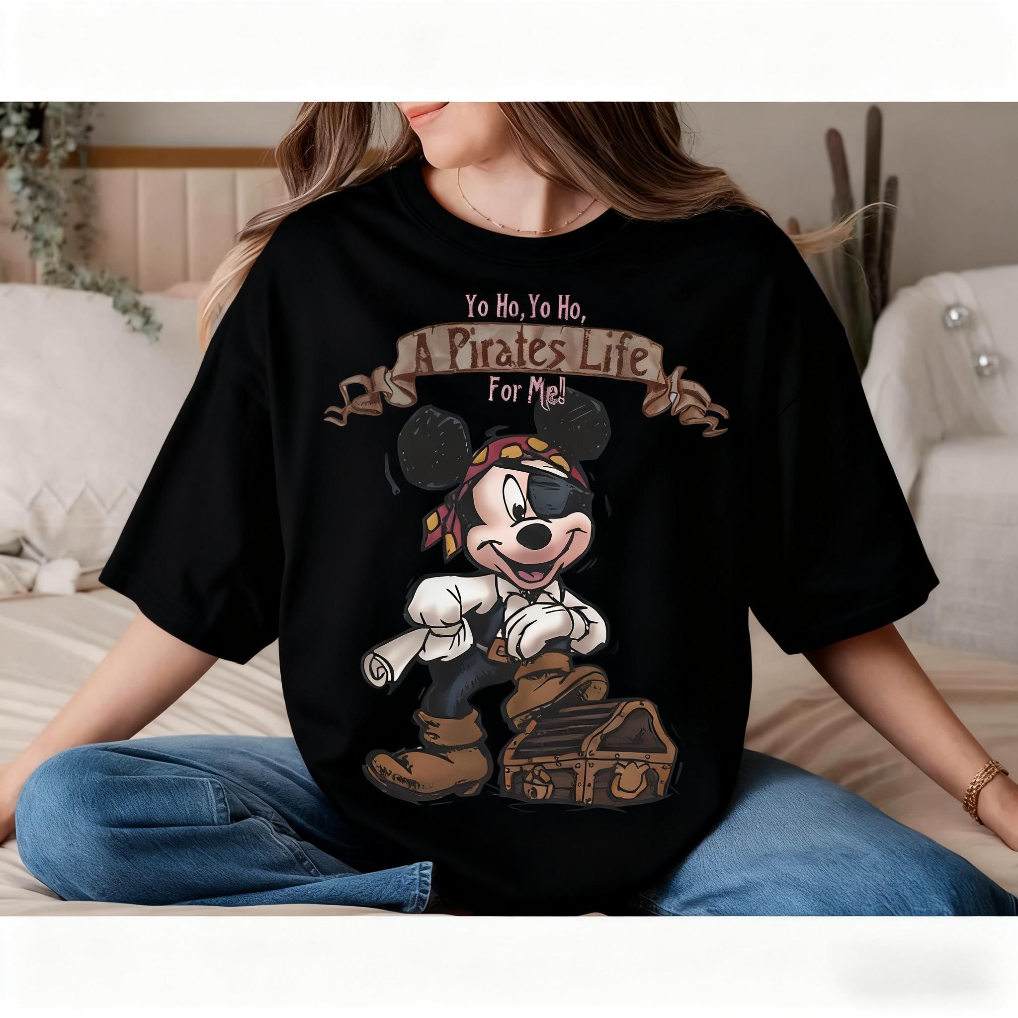 Vintage Mickey Mouse Pirate Cruise Trendy Casual Pirate Life Live for Me Short Sleeve Shirt Pirates of The Caribbean S