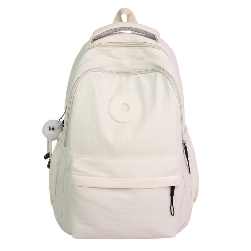 Solid Color Girl's Backpack Junior High School Students School Bag Lightweight Large Capacity Backpack