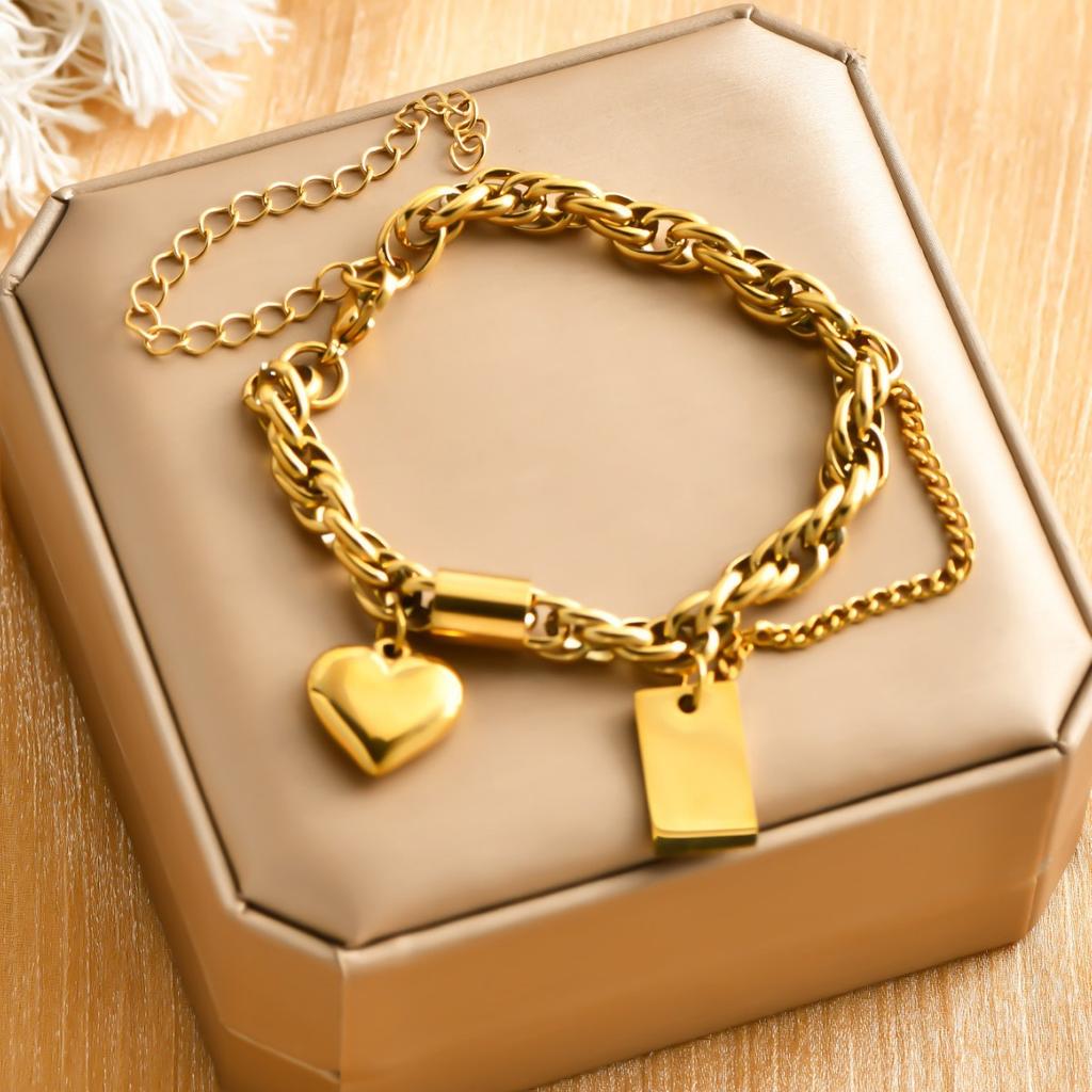 European and American new stainless steel Cuban chain oil pressure love bracelet