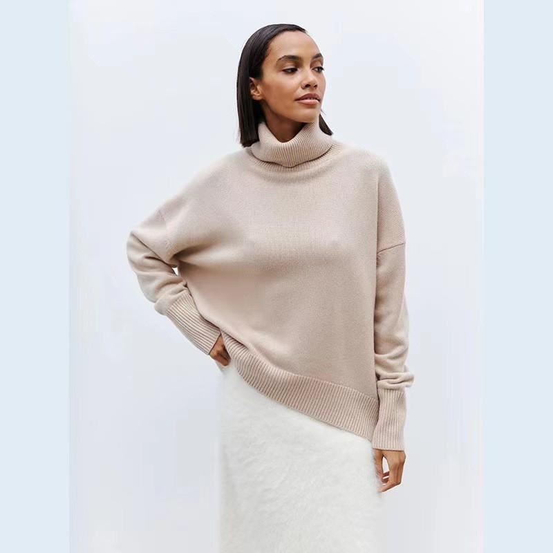 Soft High Neck Sweater Women Warm Thick Alpaca Blend Pullover Casual Daily Wear