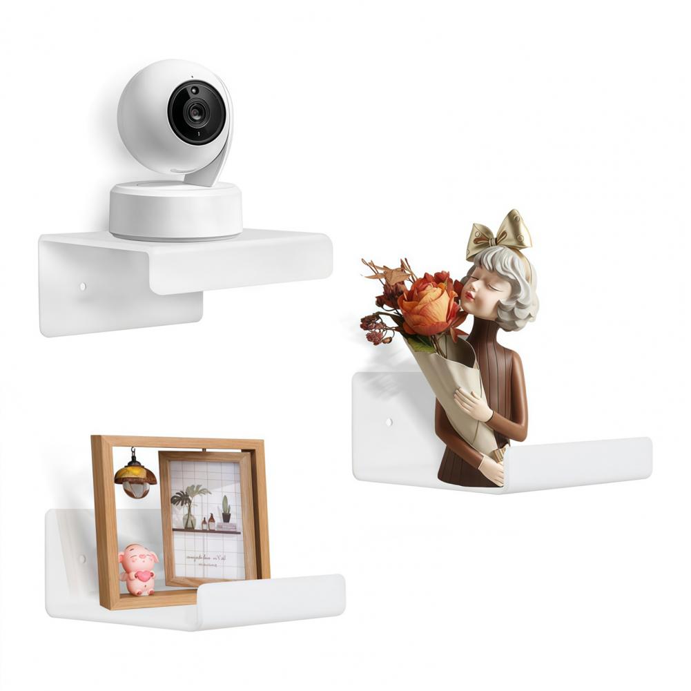 3Pcs Acrylic Wall Shelves Small Floating Shelf for Wall Storage Shelves Bathroom Storage Racks with 2 Types of Installation