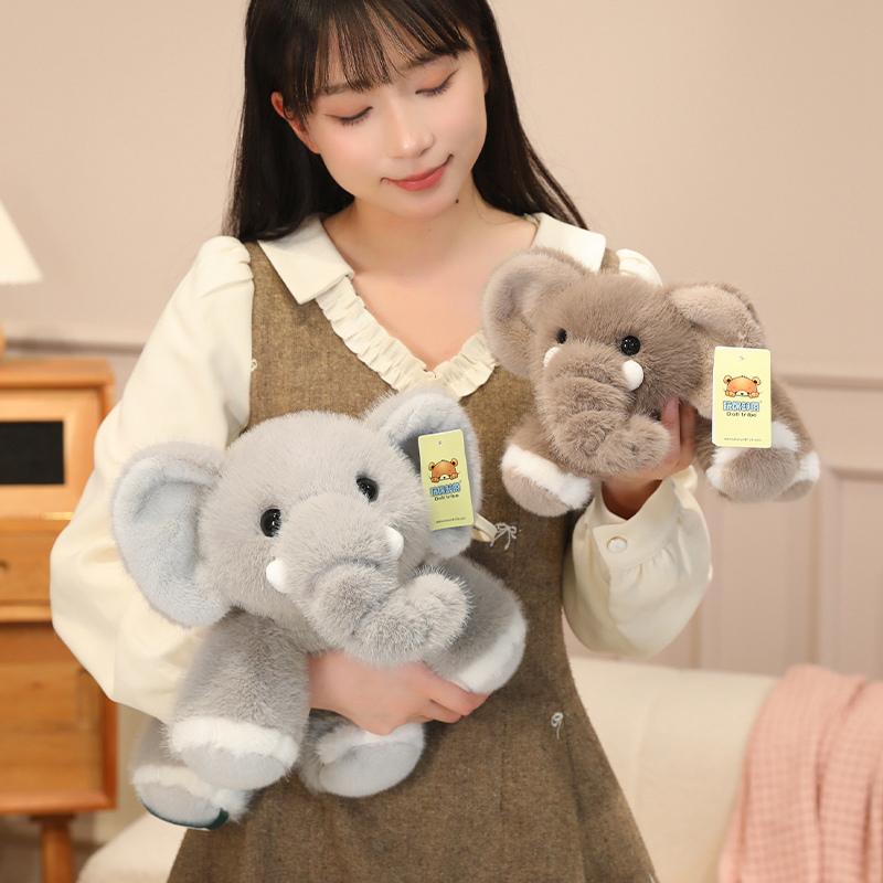 Gentle Companion Baby Elephant Plush Toys Cozy Fluffy Cartoon Lying Prone Little Elephant Doll Warm Home Throw Pillow