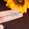 Huitan Simple Round Shaped Women Stud Earrings Full Shining Cubic Zirconia Trendy Versatile Lady Party Daily Accessories Jewelry