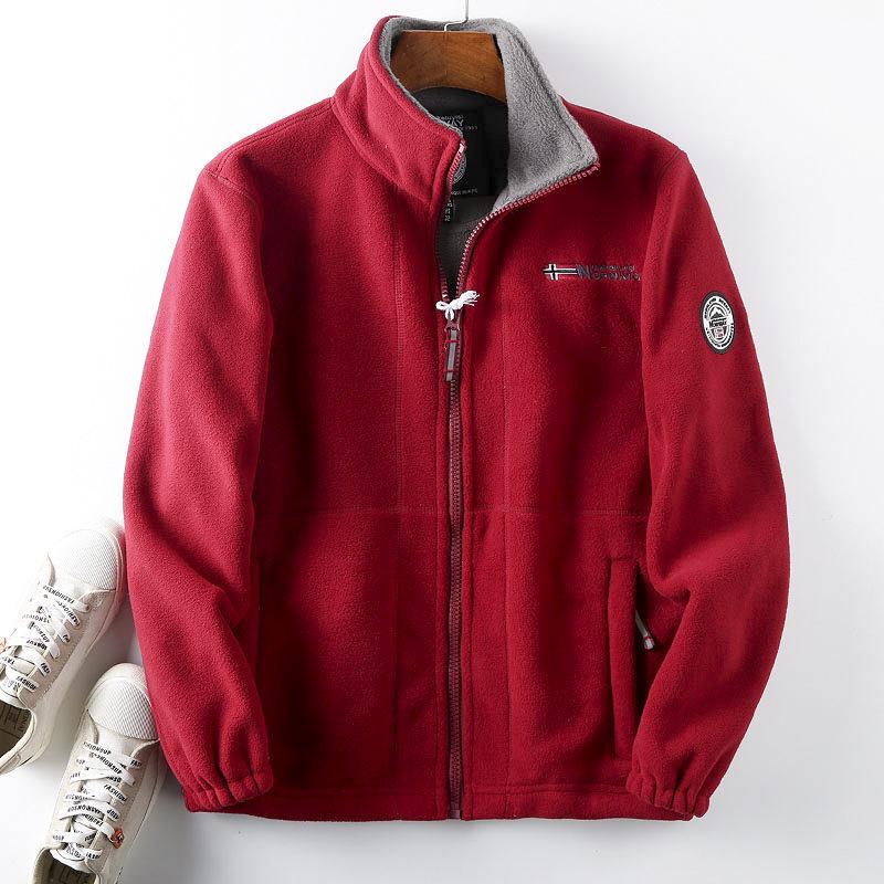 Norwegian Men's Plus-Size Double-Layer Fleece Jacket - Cold-Resistant, Warm, Stand-Up Collar