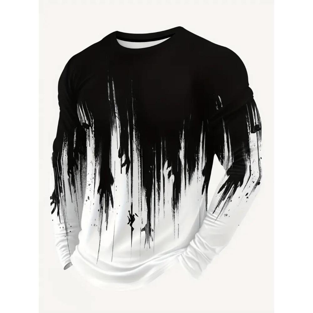 

3D Print Long Sleeve T Shirt Oversized Pullover Fashion Top Outdoor Lightweight Casual Men s Tops S