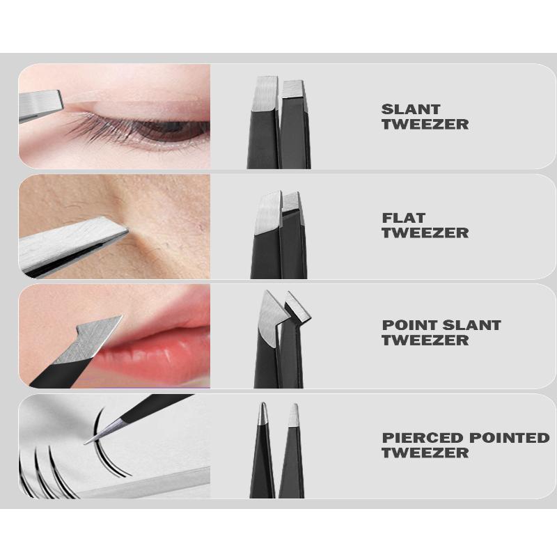 Pinzetten-Set 4 Teile Professionelles Make-up-Werkzeug Edelstahl Geeignet für Augenbrauen Ausgezeichnete Präzision für das Gesicht