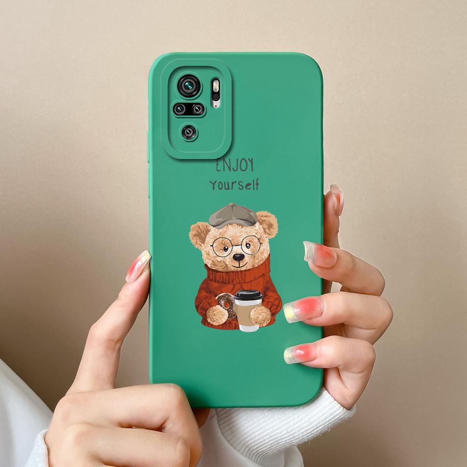 For Redmi Note 10 10T 10S Phone Case Cartoon Liquid Silicone Full Coverage Anti Drop Bumper For Xiaomi Redmi Note10 10 S T Funda