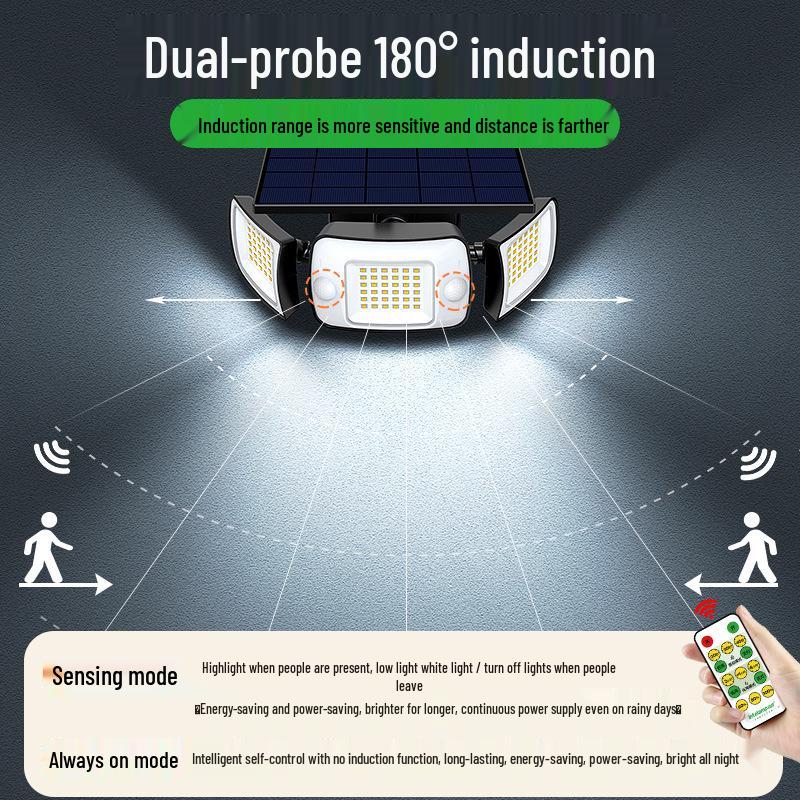 Yinglang Outdoor Solar Wall Light: Three-Sided Super Bright Illumination, Long Lifespan for Courtyard and Home Entrance.