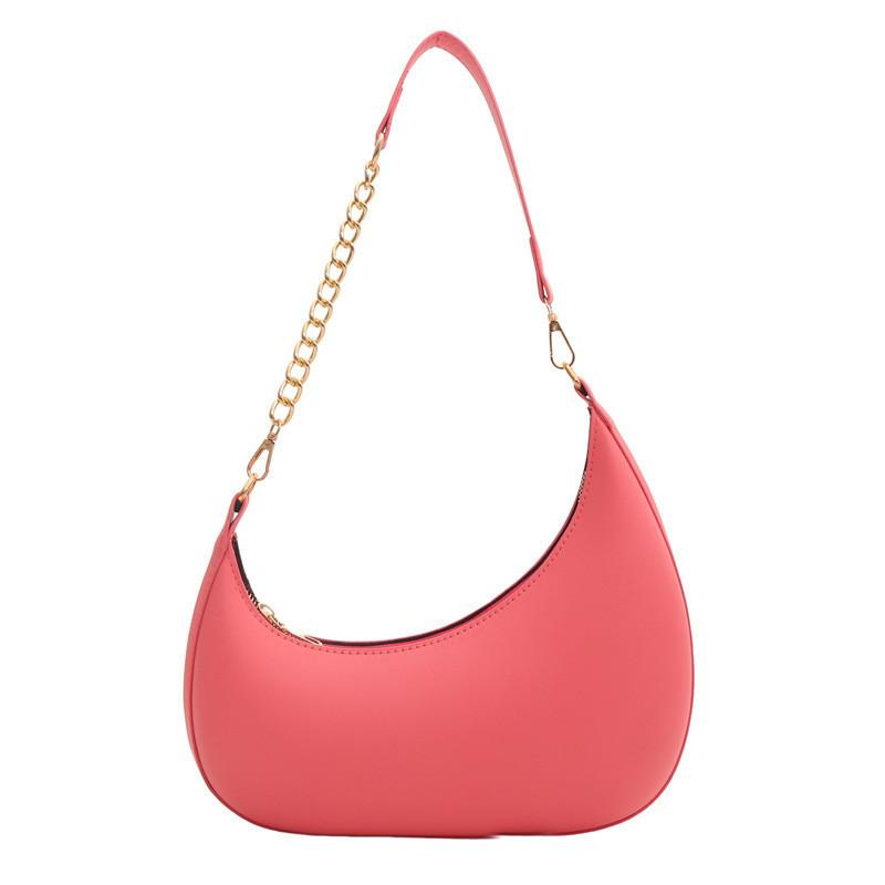 Stylish Mid-sized Crescent Handbag For Women 2024 Simple Urban Pu Leather Bag