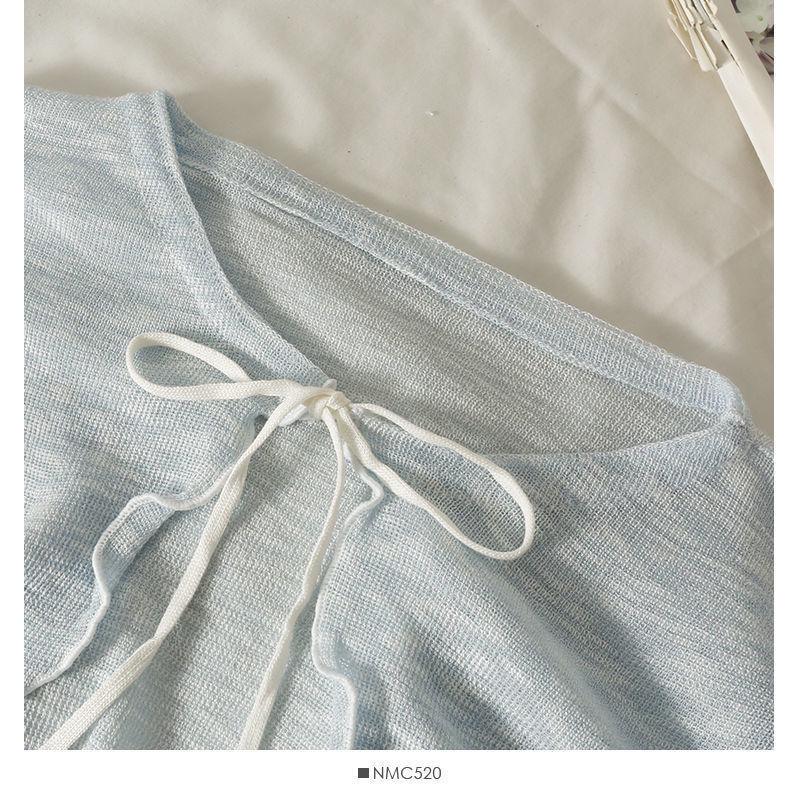 Women’s Lace-Up Ruffled Ice Silk Cardigan - Sun Protection Long Sleeve Chiffon Cover-Up Shawl for Summer