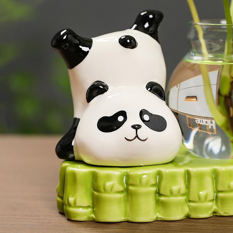 1PC Ornament Vibrant Tea Table Ornament Adorn Panda Gift Hydroponic Desktop Vase Home Living Room