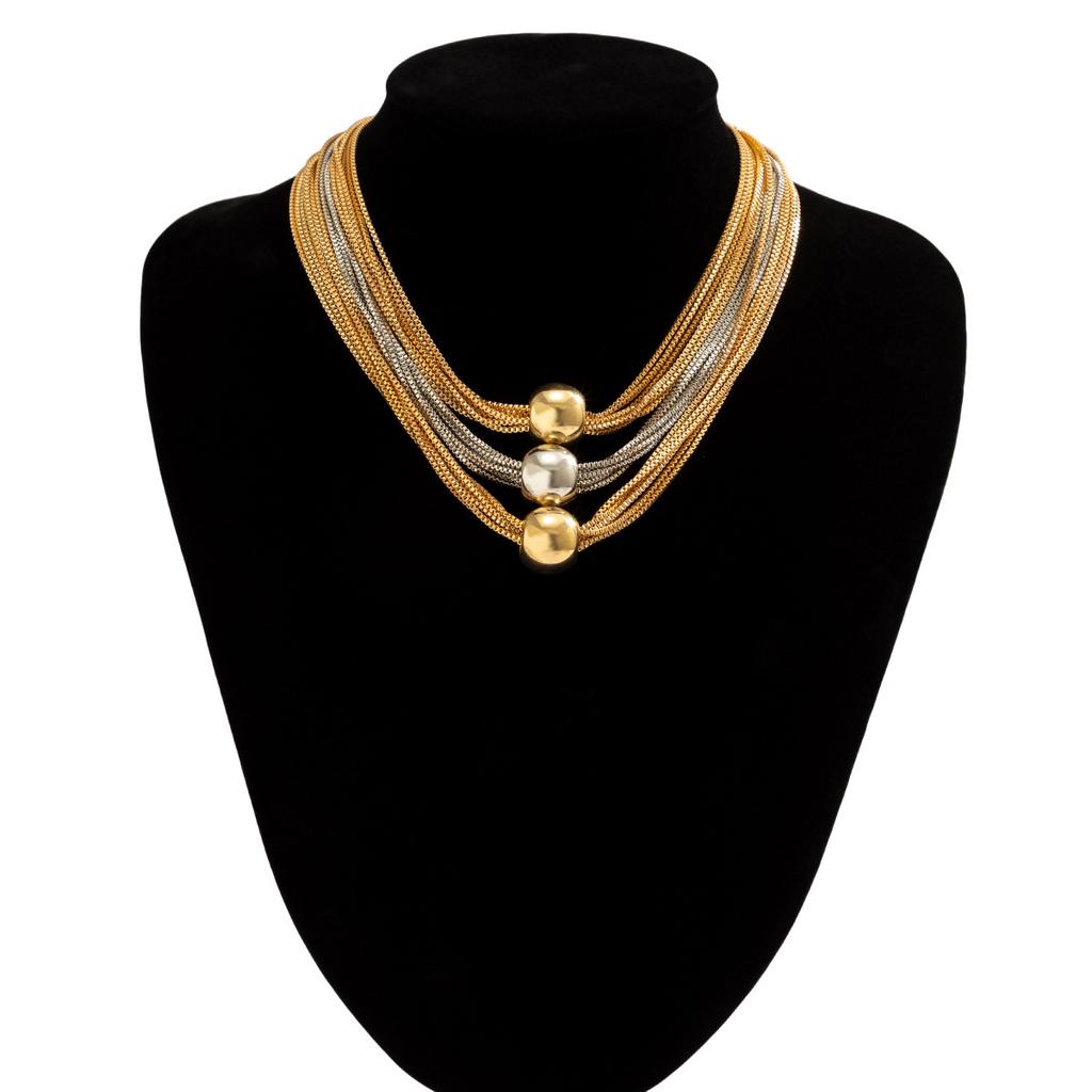 DIEZI Gothic Twisted Chunky Chain Necklace for Women Vintage Big Ball Pendant Choker Clavicle Link Chain Jewelry Steampunk