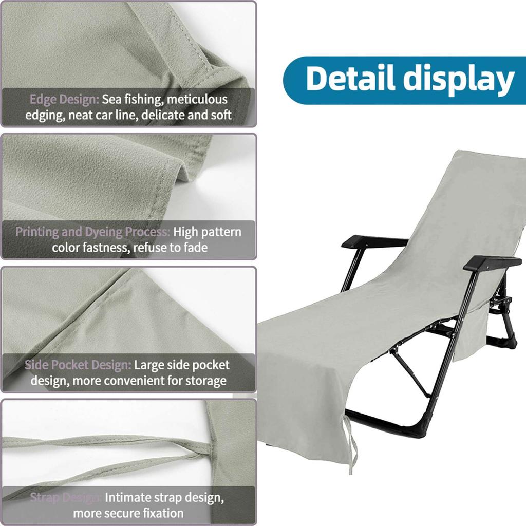 Lounge Chair Towel Cover Beach Chair Cover Ultrafine Fiber with Pockets Extra Long Beach Towels Salo