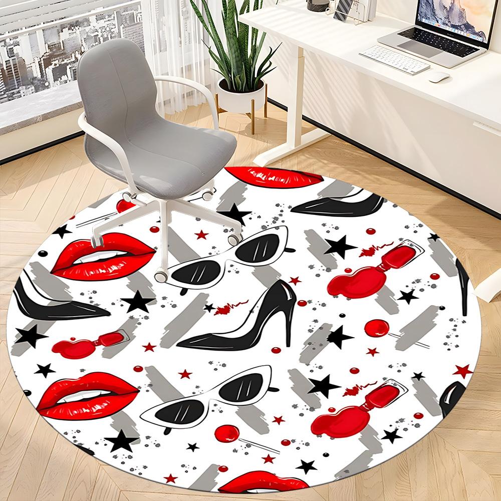 1pc Lipstick, High Heels Chair Carpet for Office, Non-slip, Soft and Durable Office Rug, Perfect for Office yy251227137