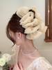 Silver Mesh Bow Bubble Claw Hair Clip for Women - Enhances Hair Volume, Perfect for Updos.