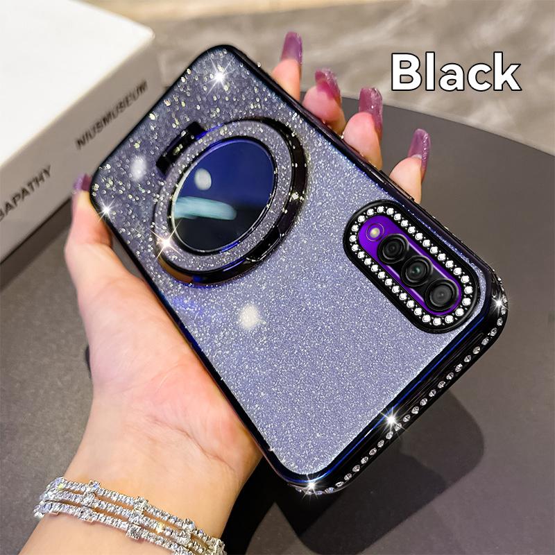 Plating Diamond Glitter Bling Case For Honor 90 Lite X6 X8 9X Pro X50I X60 Pro Lens Protection Shockproof Bracket Cover Capa