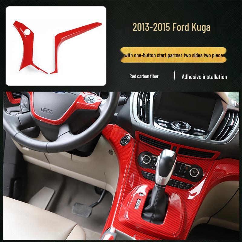 13-15 Kuga Kohlefaser Navigationskonsolenaufkleber - Pfirsichholz-Stil