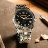 PINDOWS Analog Quartz Watch with Day and Date Stainless Steel Water Resistant for Daily Use Men's Display, Band,