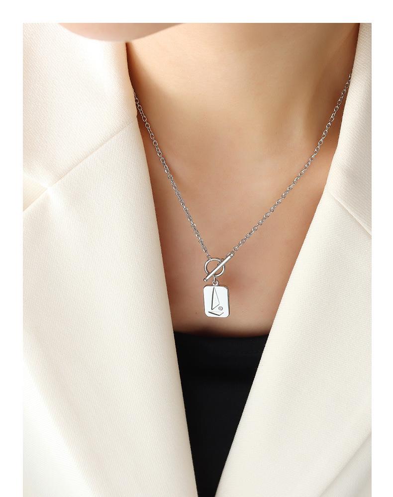 18K Gold-Plated Geometric Necklace with OT Buckle and Zircon Inlays