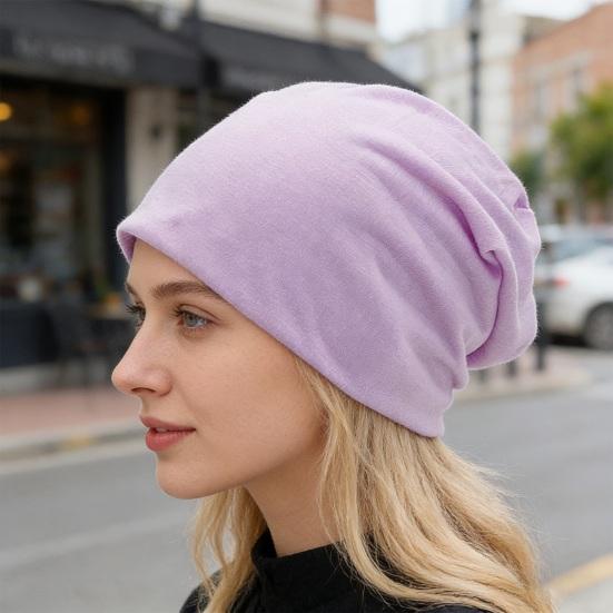 Brimless Hat Lightweight Breathable Soft Warm Windproof Elastic Solid Color Piled Hat School Work Hiking Casual Wear
