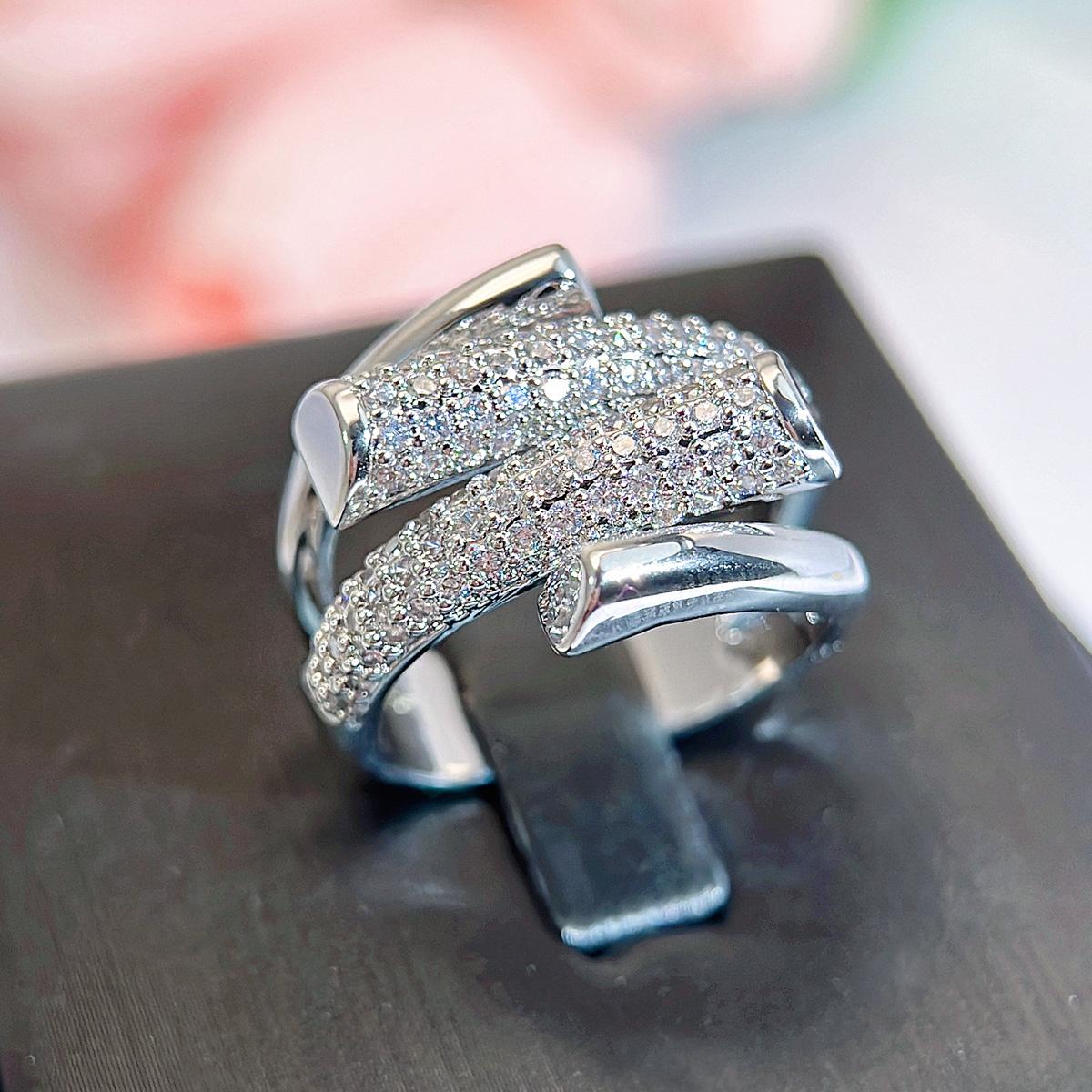 

CMM блестящий циркон европейский элитный чистый знаменитый модный открывающийся регулируемый кольцо нишевый дизайн индивидуальность тренд ювелирные изделия серебряный