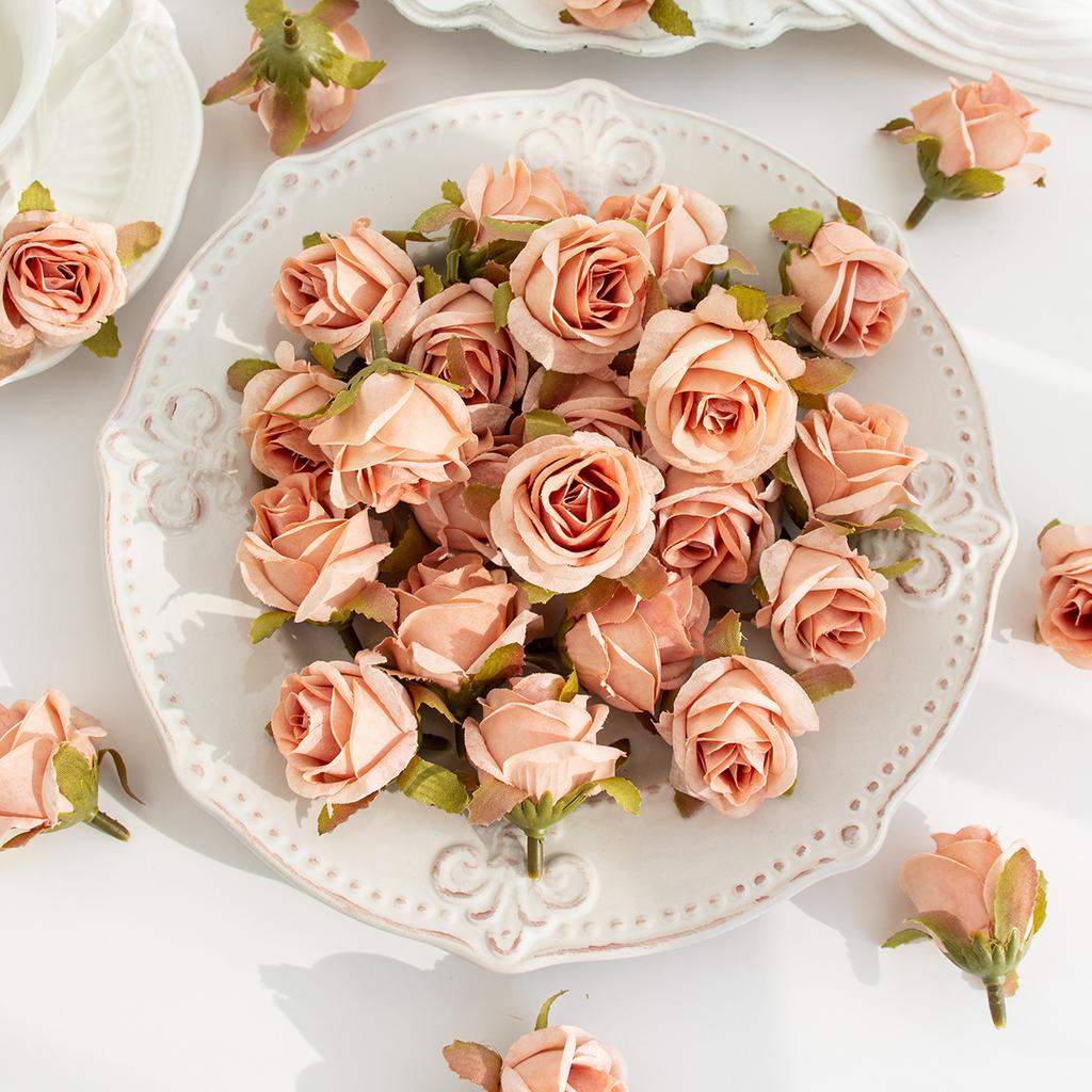 Artificial Flower Silk Rose Head Valentine's Wedding bridal bouquet Decora home Room Outdoor Garden Party DIY Hairpin Gift Box