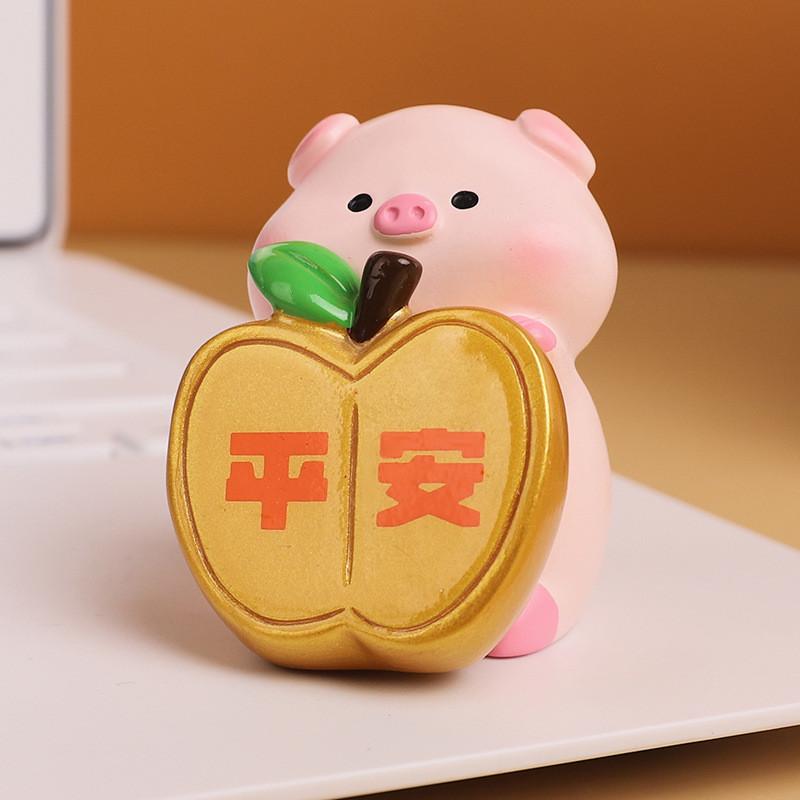 Resin Pig Figurine With Lucky Symbols For Home Decor And Giftgiving