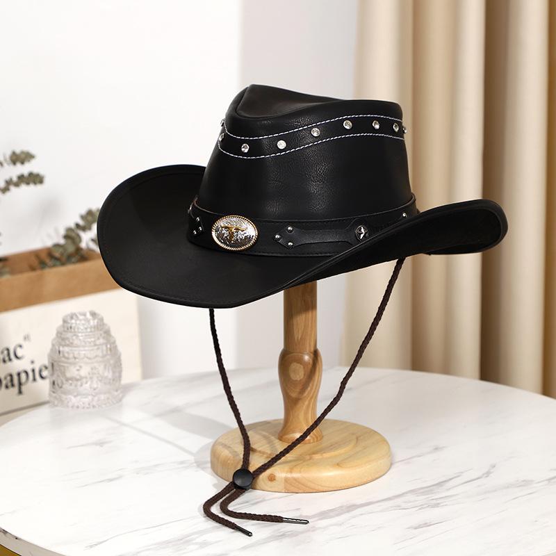 Leather American Western Cowboy Hat Sun Hat Outdoor Prairie Riding Hat Beach
