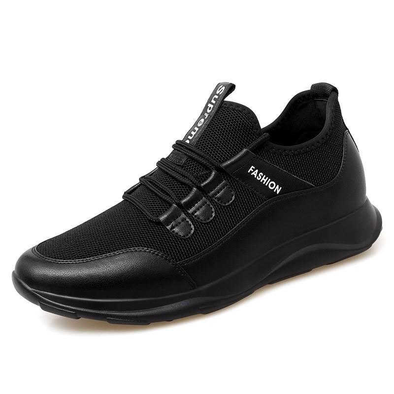 Men s Invisible 6cm Height-Increasing Casual Sport Shoes - Breathable Flyknit Cowhide Mesh for Spring & Autumn 37