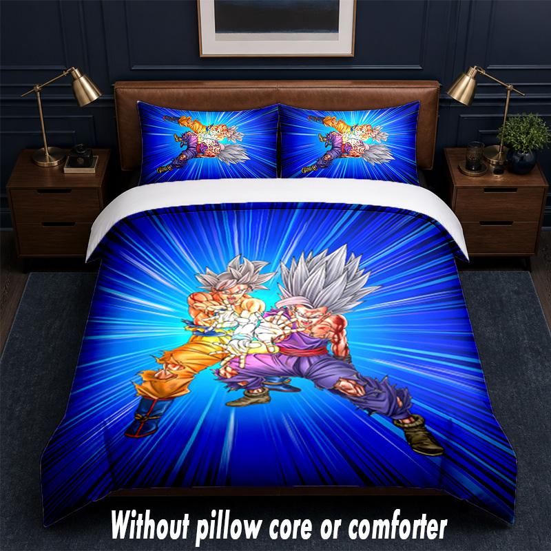Dragon Ball Design Bed Bedding Set 1 Duvet Cover + 2 Pillowcases Soft Breathable Household Bed Linens