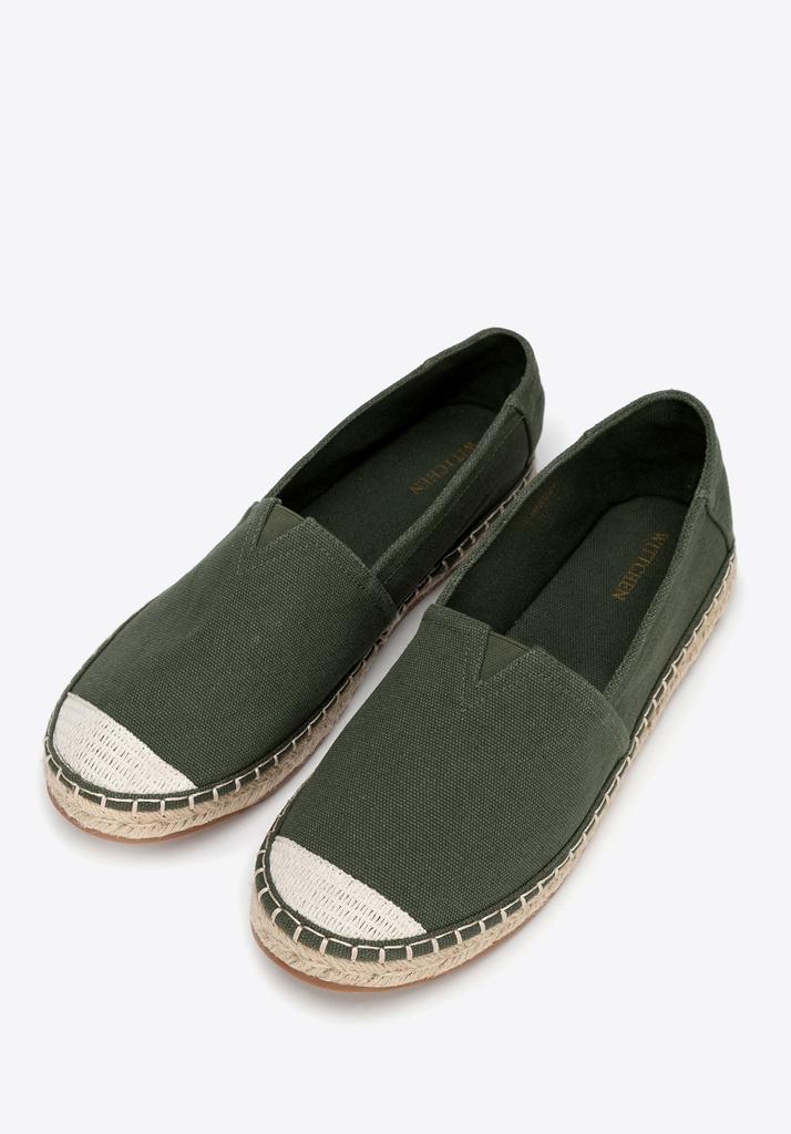 Espadrillas da uomo Wittchen con punta intrecciata, materiale tessile verde