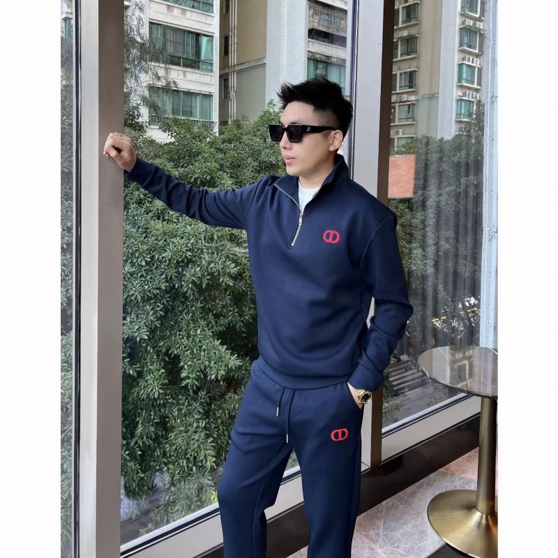 2025 Autumn Men's Embroidered Half-Zip Hoodie - Trendy and Fashionable Long-Sleeved Top