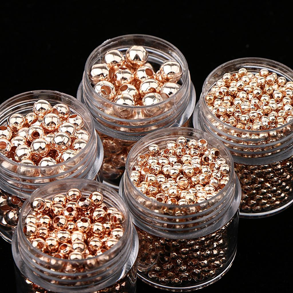 / Gold Smooth Round Metal Beads Assorted Bottles