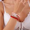 Modisches Armband für Damen mit Herzanhänger, mehrreihig, mit Soft-Clay-Perlen, zum Verschenken