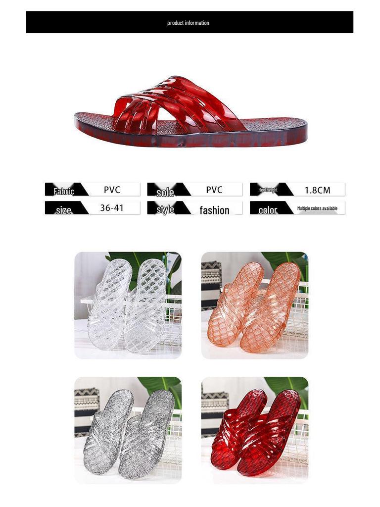 Crystal Clear Non-slip Jelly Slippers for Home & Shower