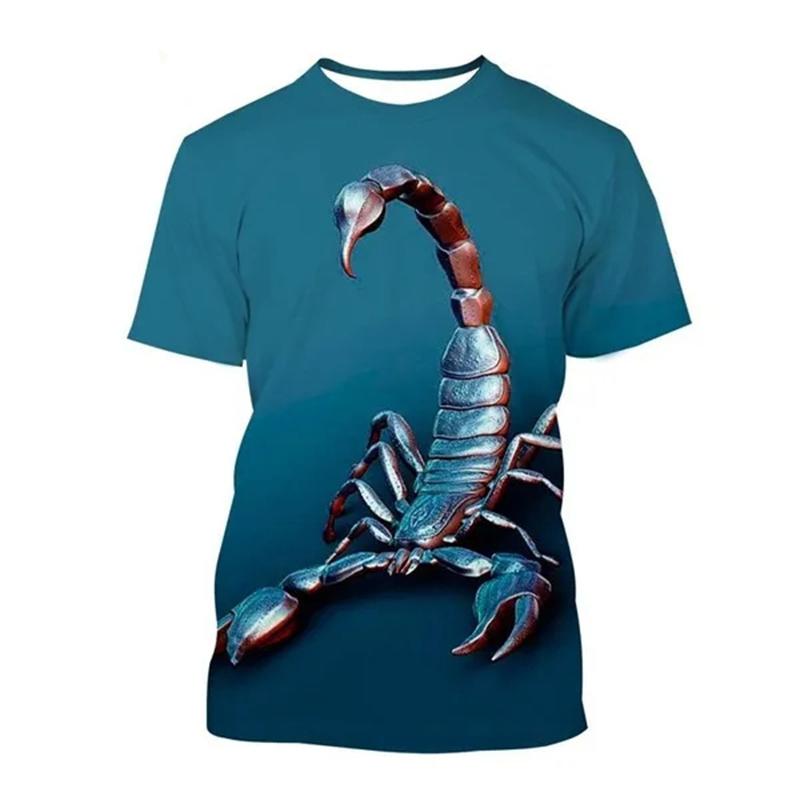 

Новая летняя футболка с принтом скорпиона 3D для мужчин и женщин, с круглым вырезом и коротким рукавом, свободные футболки Harajuku, топы, детская и мужская одежда 2XL