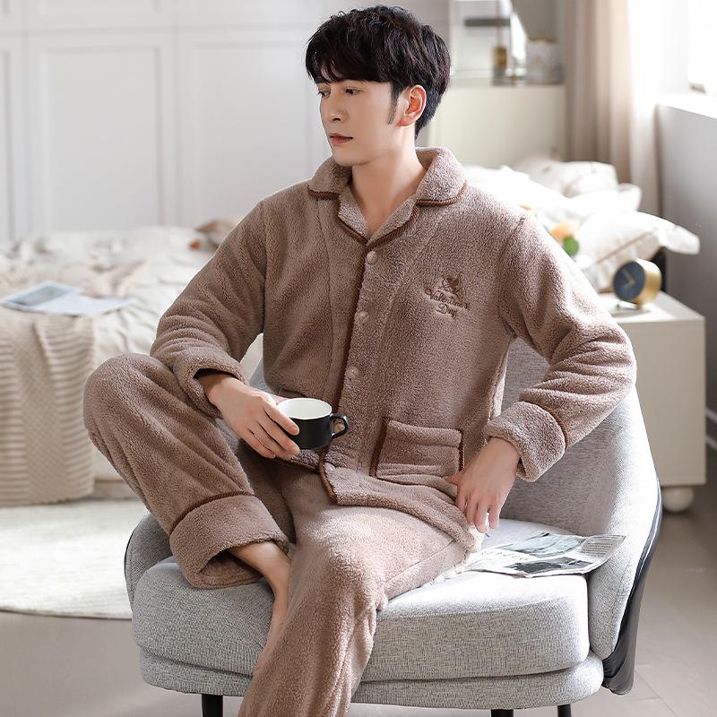 Cozy Winter Fleece Pajama Set for Couples - Thick Velvet Homewear for Women and Men