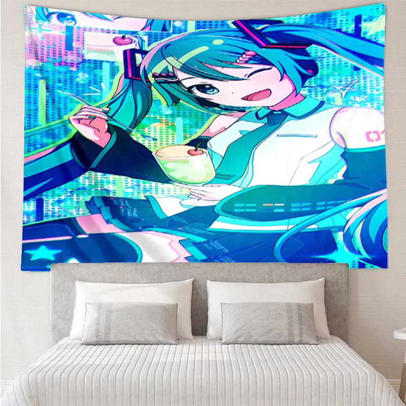 Hatsune-Miku Druck Wandteppich, Hintergrund, Einfache Montage, Ideal für Schlafzimmer, Büro & Wohnzimmer, mit Ästhetischer Wanddekoration.