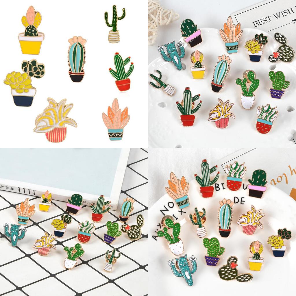 Unique Cartoon Creative Cactus Brooch Pin Accessory For Fashionable Apparel Use