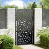 Black Garden Gate 105X180 Cm Steel Flame Pattern